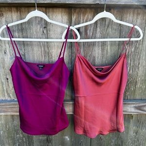 TWO(2) EXPRESS COWL NECK SATIN TANK TOPS SIZE M